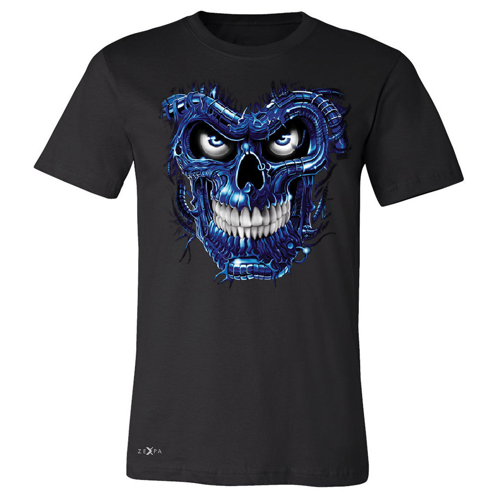 Blue Terminator Skull Men's T-shirt Sugar Day of The Death Tee - Zexpa Apparel Halloween Christmas Shirts
