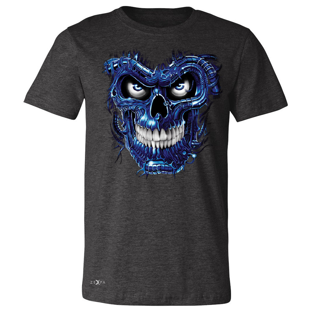 Blue Terminator Skull Men's T-shirt Sugar Day of The Death Tee - Zexpa Apparel Halloween Christmas Shirts