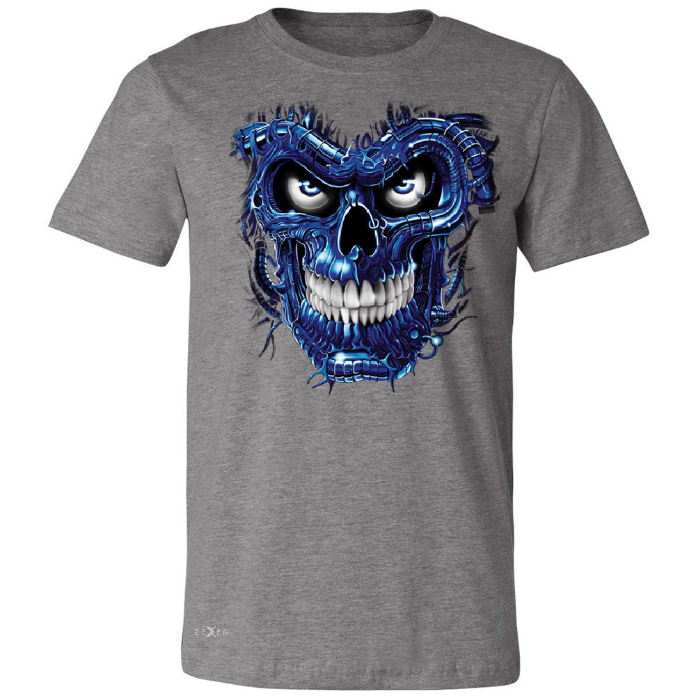 Blue Terminator Skull Men's T-shirt Sugar Day of The Death Tee - Zexpa Apparel Halloween Christmas Shirts