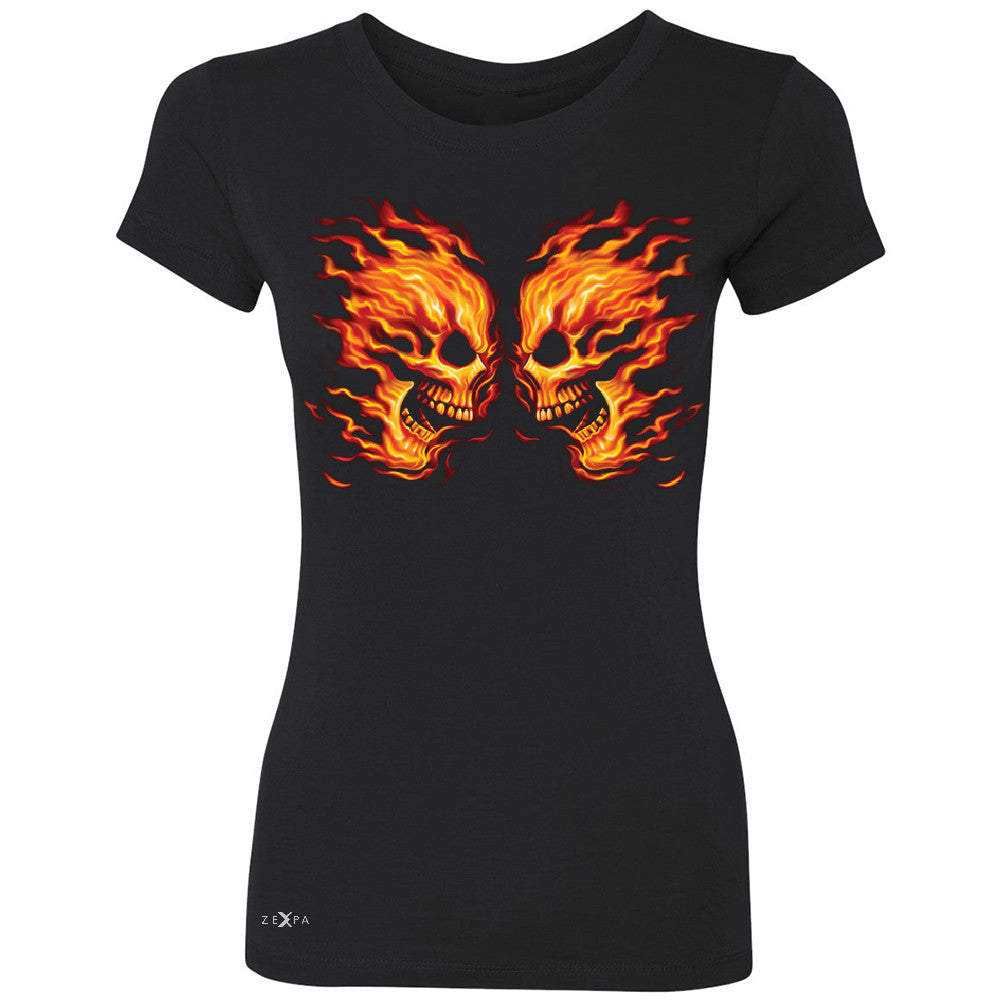 Flaming Face Off Biker  Women's T-shirt Ghost Rider Biker Cool Tee - Zexpa Apparel - 1