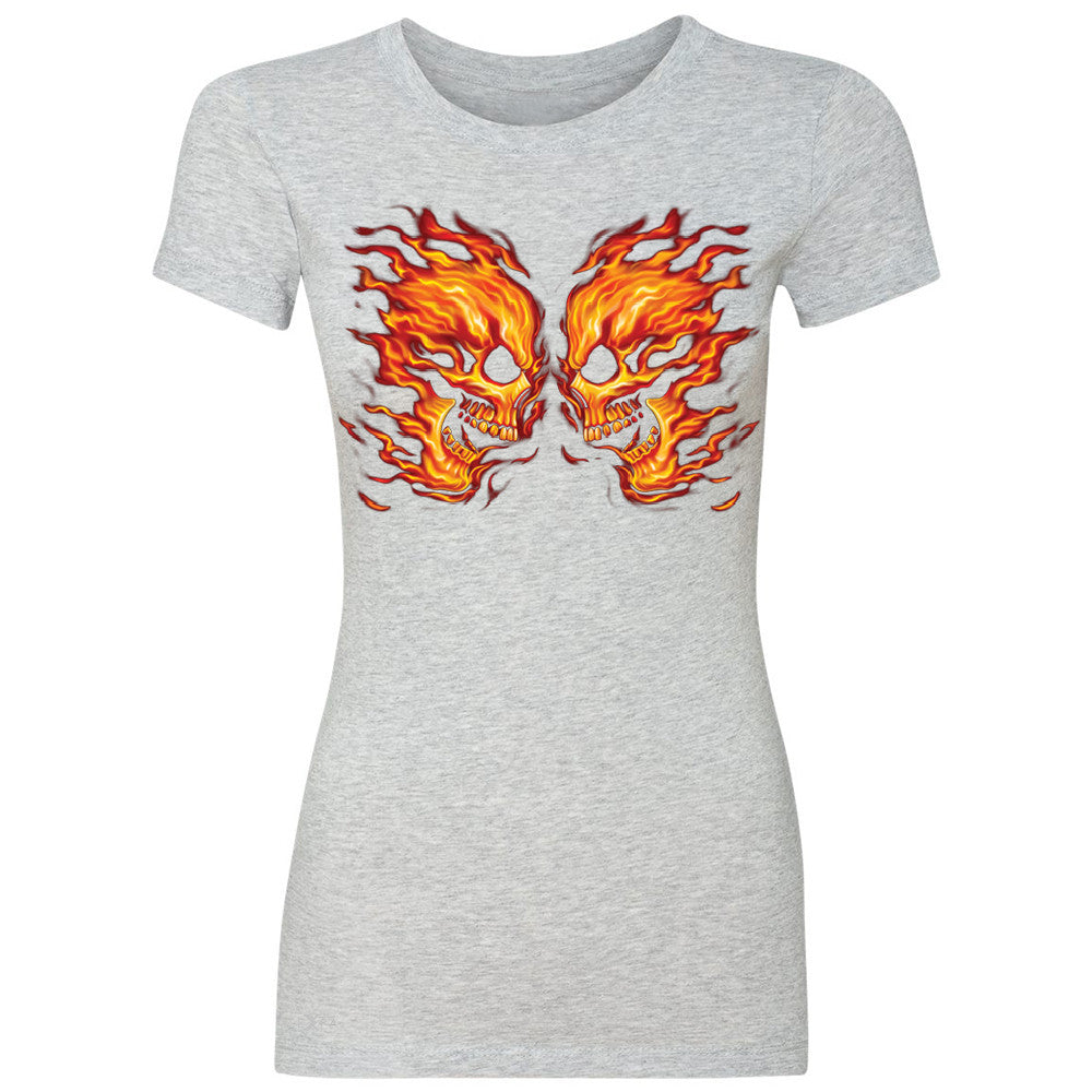 Flaming Face Off Biker  Women's T-shirt Ghost Rider Biker Cool Tee - Zexpa Apparel - 2