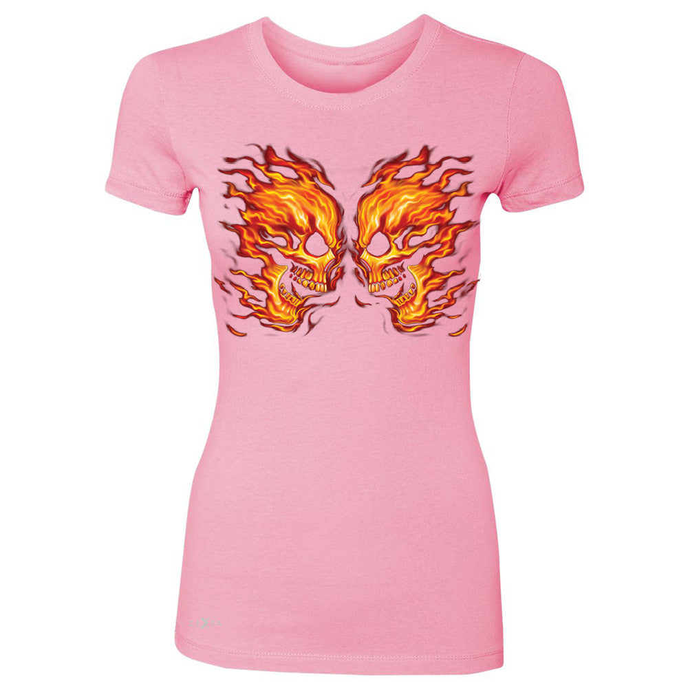 Flaming Face Off Biker  Women's T-shirt Ghost Rider Biker Cool Tee - Zexpa Apparel - 3