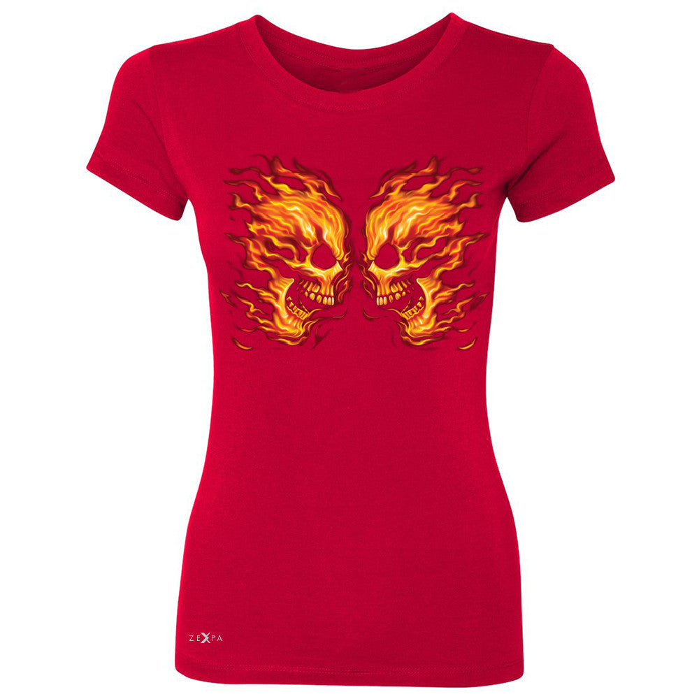 Flaming Face Off Biker  Women's T-shirt Ghost Rider Biker Cool Tee - Zexpa Apparel - 4