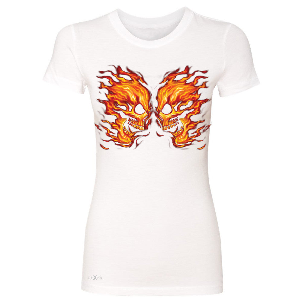 Flaming Face Off Biker  Women's T-shirt Ghost Rider Biker Cool Tee - Zexpa Apparel - 5