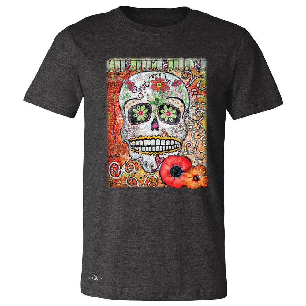 Love Skull with Flower Men's T-shirt Day Of The Dead Oct 31 Tee - Zexpa Apparel - 2