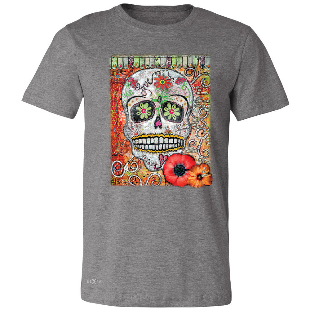Love Skull with Flower Men's T-shirt Day Of The Dead Oct 31 Tee - Zexpa Apparel - 3
