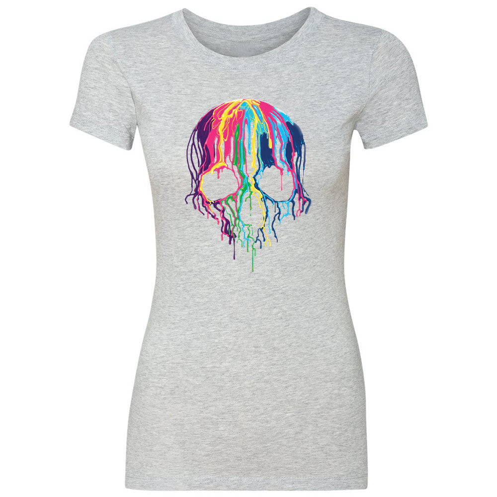 Zexpa Apparelâ„¢ Melting Skull Neon Women's T-shirt Dripping Skeleton Paint Tee - Zexpa Apparel Halloween Christmas Shirts