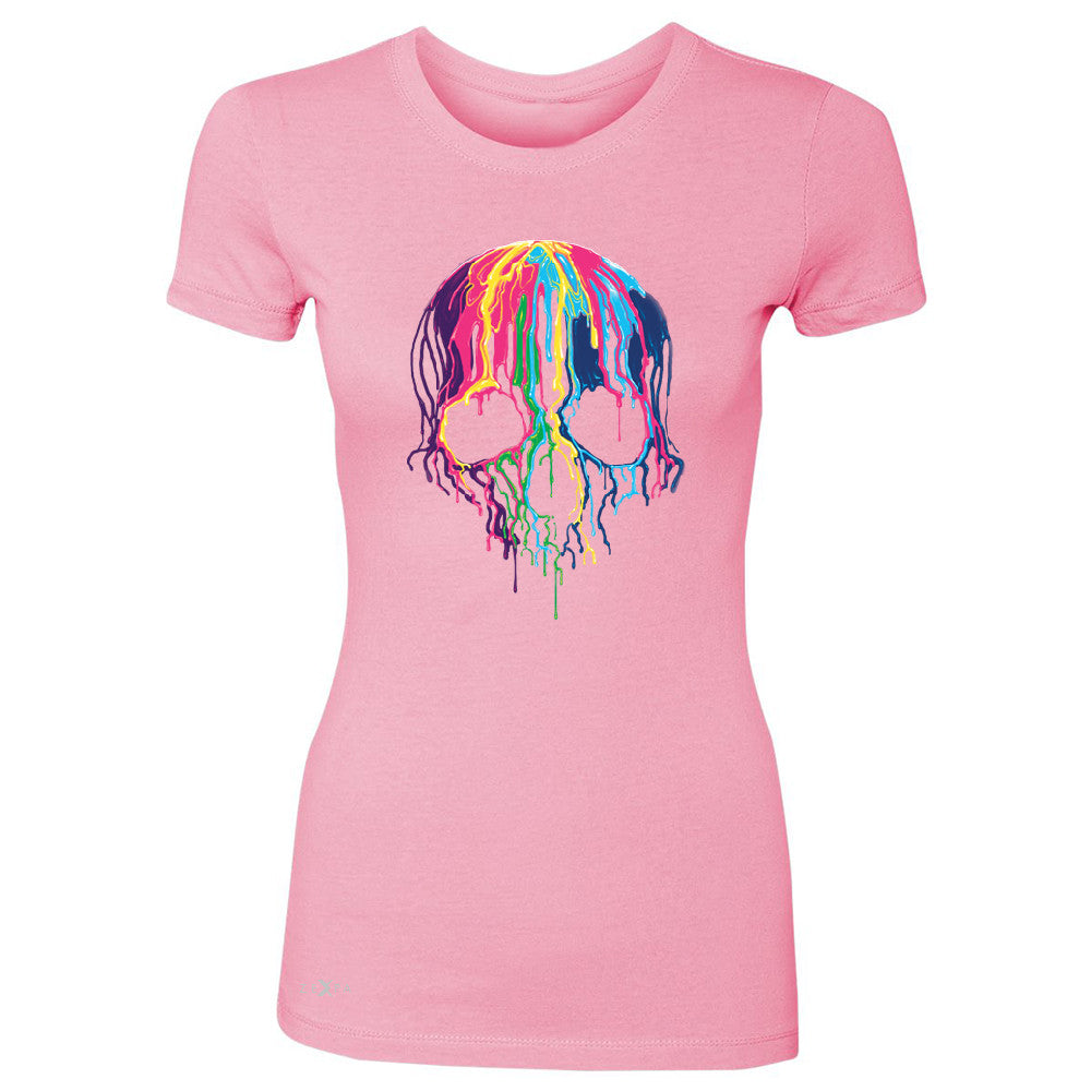 Zexpa Apparelâ„¢ Melting Skull Neon Women's T-shirt Dripping Skeleton Paint Tee - Zexpa Apparel Halloween Christmas Shirts