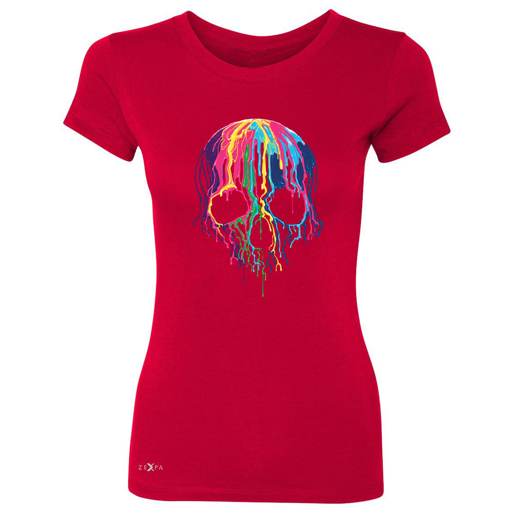 Zexpa Apparelâ„¢ Melting Skull Neon Women's T-shirt Dripping Skeleton Paint Tee - Zexpa Apparel Halloween Christmas Shirts
