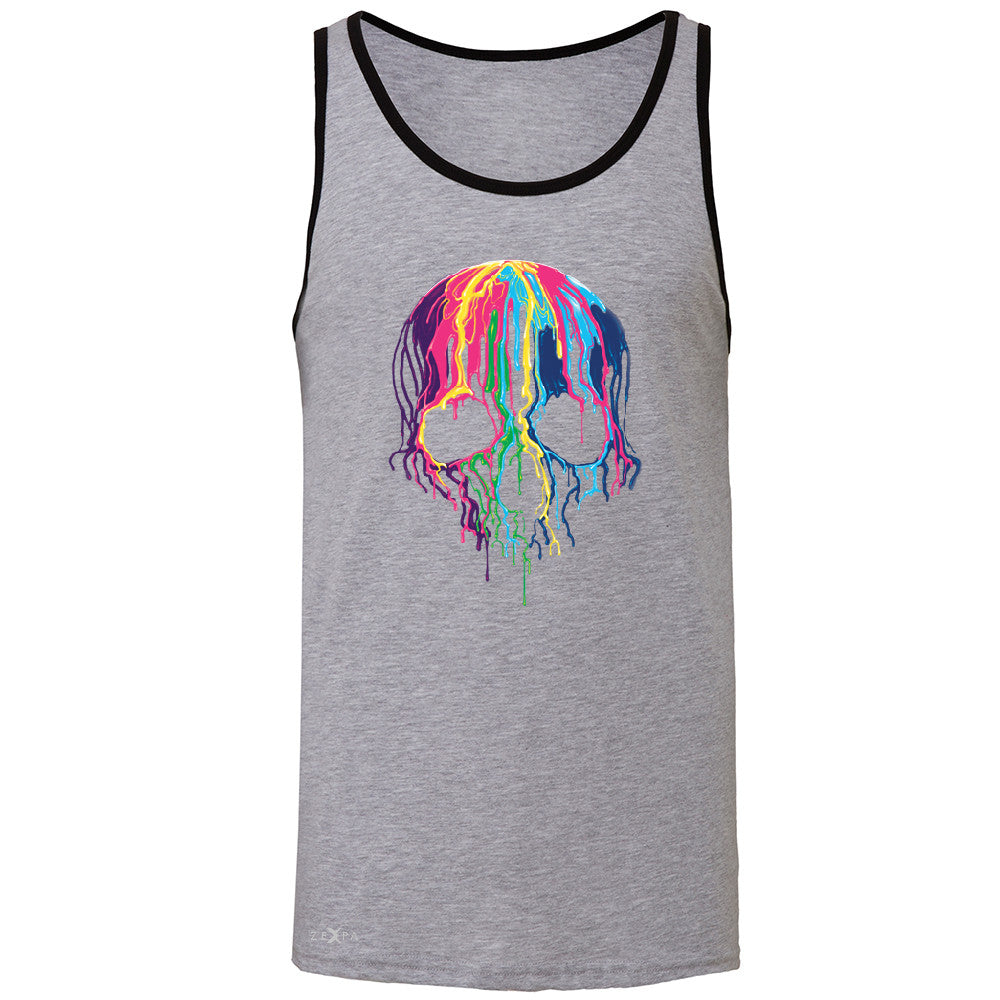 Zexpa Apparelâ„¢ Melting Skull Neon Men's Jersey Tank Dripping Skeleton Paint Sleeveless - Zexpa Apparel Halloween Christmas Shirts