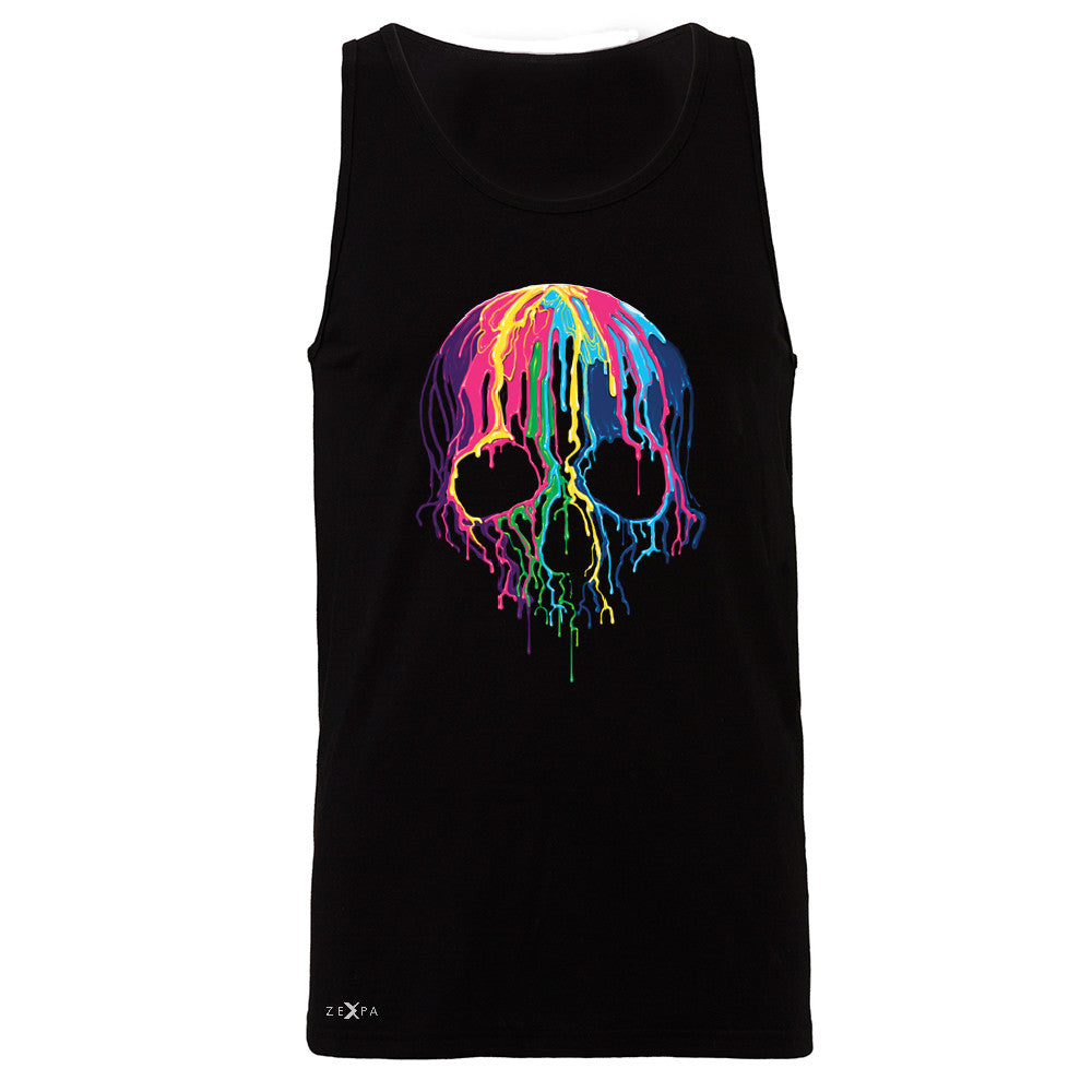 Zexpa Apparelâ„¢ Melting Skull Neon Men's Jersey Tank Dripping Skeleton Paint Sleeveless - Zexpa Apparel Halloween Christmas Shirts