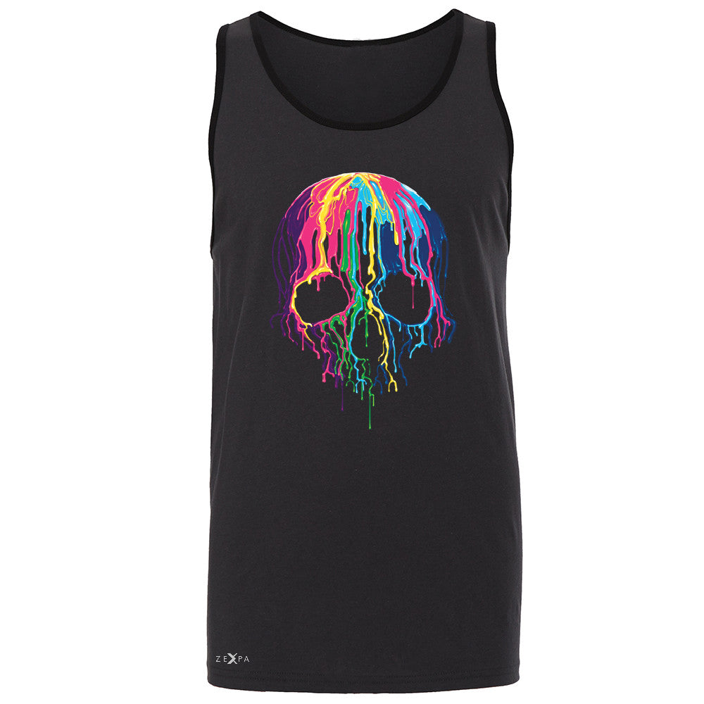 Zexpa Apparelâ„¢ Melting Skull Neon Men's Jersey Tank Dripping Skeleton Paint Sleeveless - Zexpa Apparel Halloween Christmas Shirts