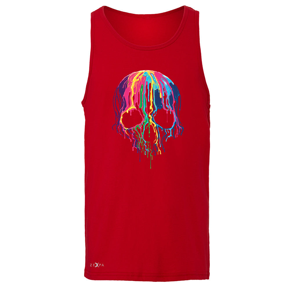 Zexpa Apparelâ„¢ Melting Skull Neon Men's Jersey Tank Dripping Skeleton Paint Sleeveless - Zexpa Apparel Halloween Christmas Shirts
