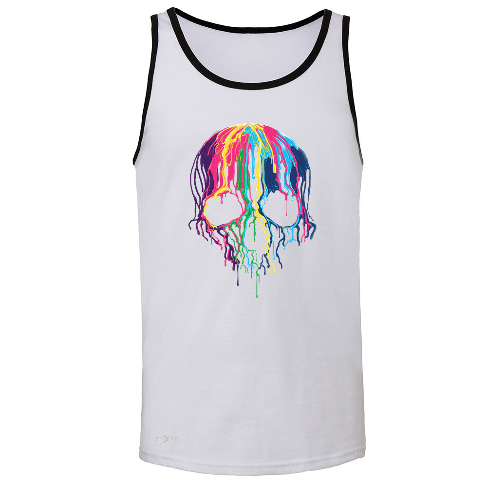 Zexpa Apparelâ„¢ Melting Skull Neon Men's Jersey Tank Dripping Skeleton Paint Sleeveless - Zexpa Apparel Halloween Christmas Shirts