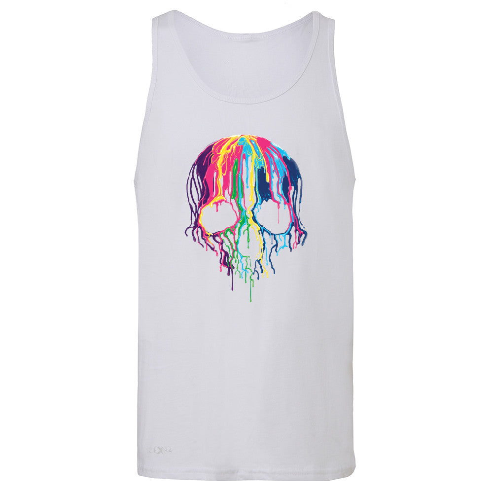 Zexpa Apparelâ„¢ Melting Skull Neon Men's Jersey Tank Dripping Skeleton Paint Sleeveless - Zexpa Apparel Halloween Christmas Shirts