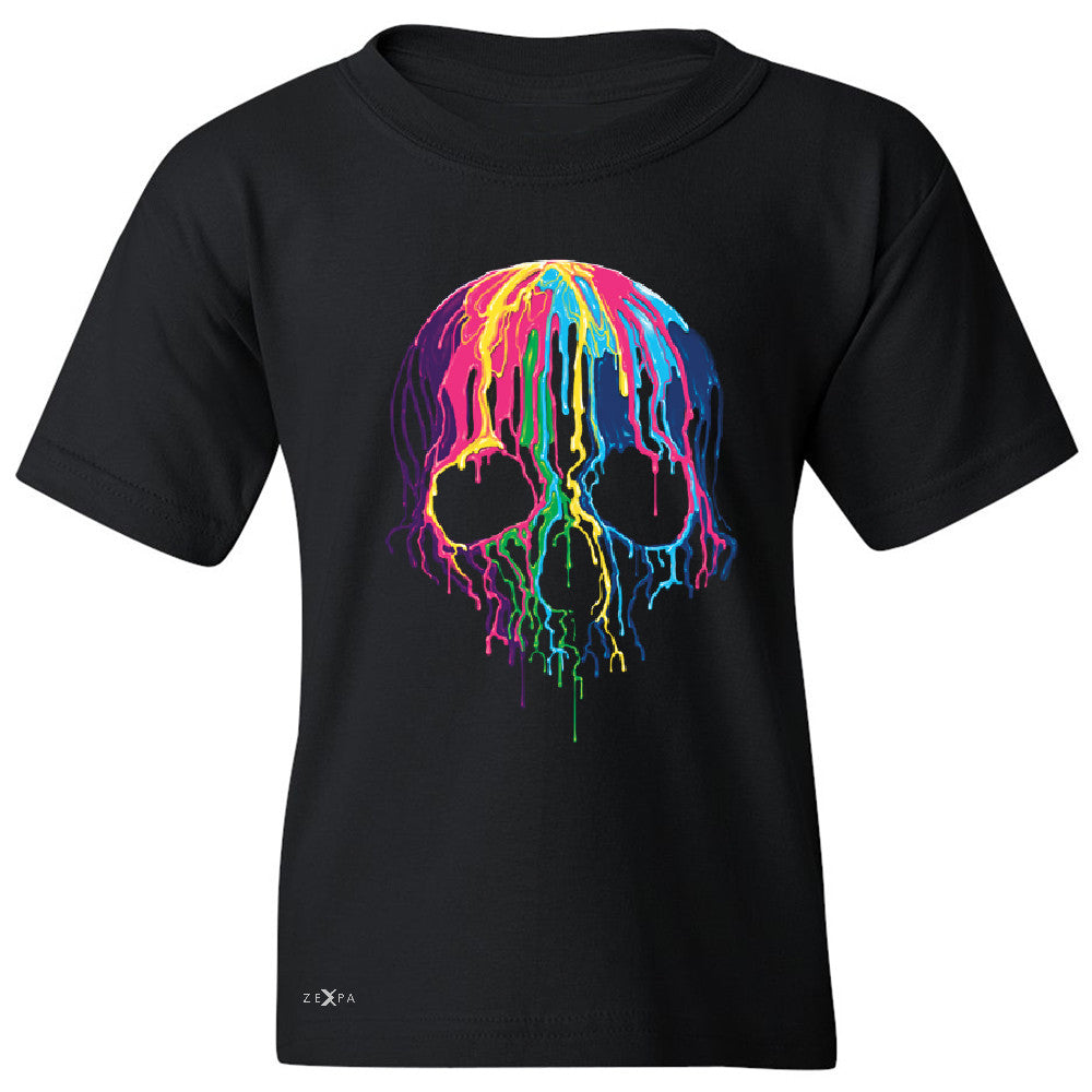Zexpa Apparelâ„¢ Melting Skull Neon Youth T-shirt Dripping Skeleton Paint Tee - Zexpa Apparel Halloween Christmas Shirts