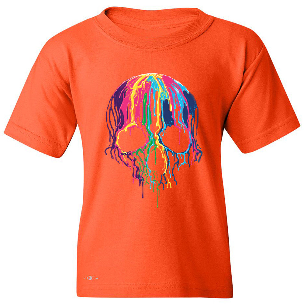 Zexpa Apparelâ„¢ Melting Skull Neon Youth T-shirt Dripping Skeleton Paint Tee - Zexpa Apparel Halloween Christmas Shirts