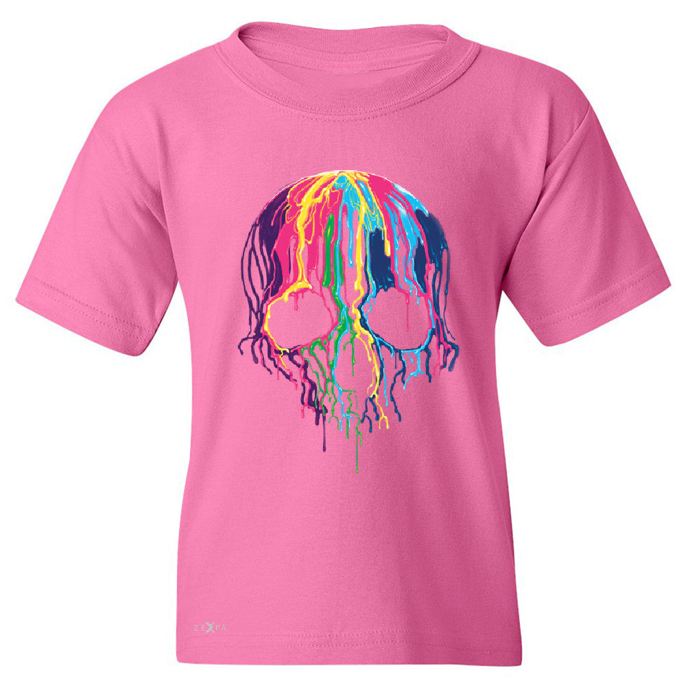 Zexpa Apparelâ„¢ Melting Skull Neon Youth T-shirt Dripping Skeleton Paint Tee - Zexpa Apparel Halloween Christmas Shirts