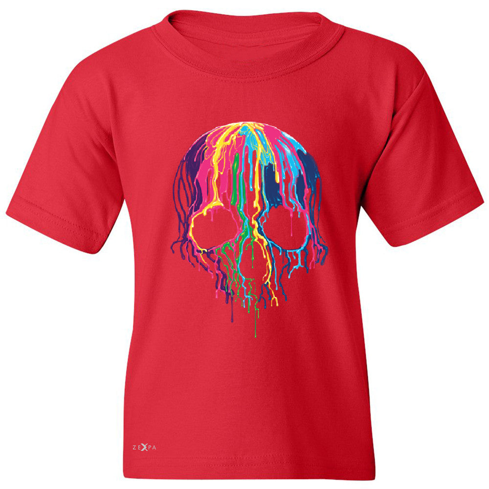 Zexpa Apparelâ„¢ Melting Skull Neon Youth T-shirt Dripping Skeleton Paint Tee - Zexpa Apparel Halloween Christmas Shirts