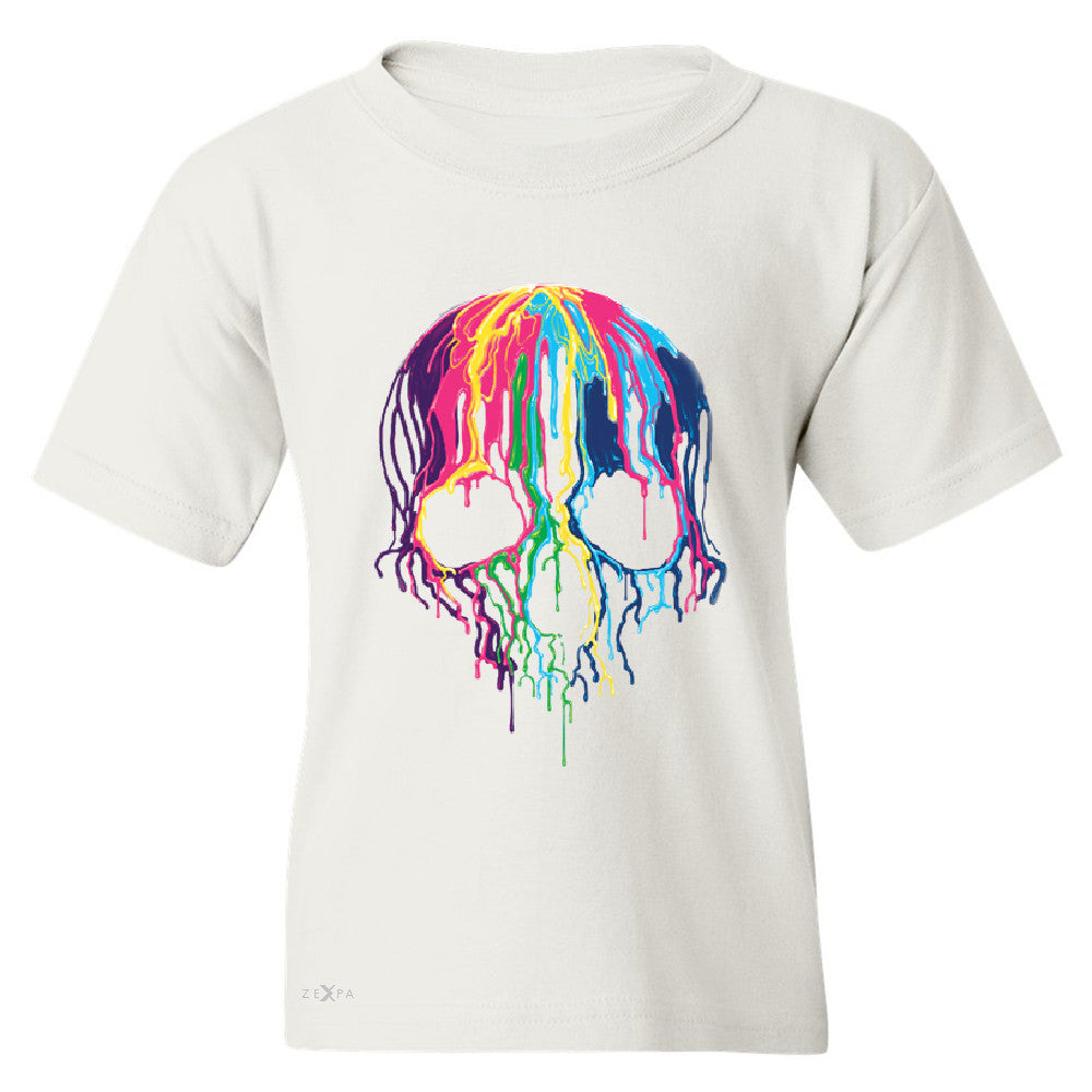 Zexpa Apparelâ„¢ Melting Skull Neon Youth T-shirt Dripping Skeleton Paint Tee - Zexpa Apparel Halloween Christmas Shirts
