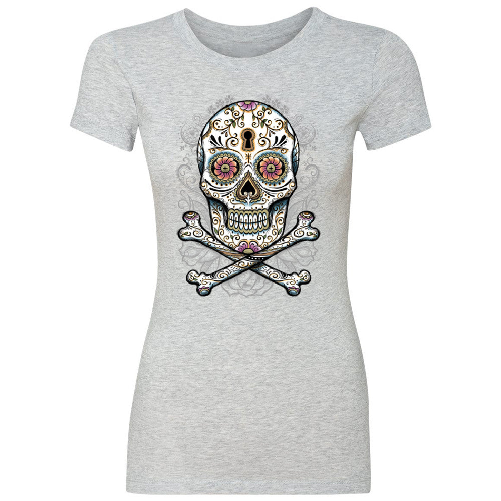 Floral Skull Women's T-shirt Dia de Muertos Sugar Day of The Dead Tee - Zexpa Apparel - 2
