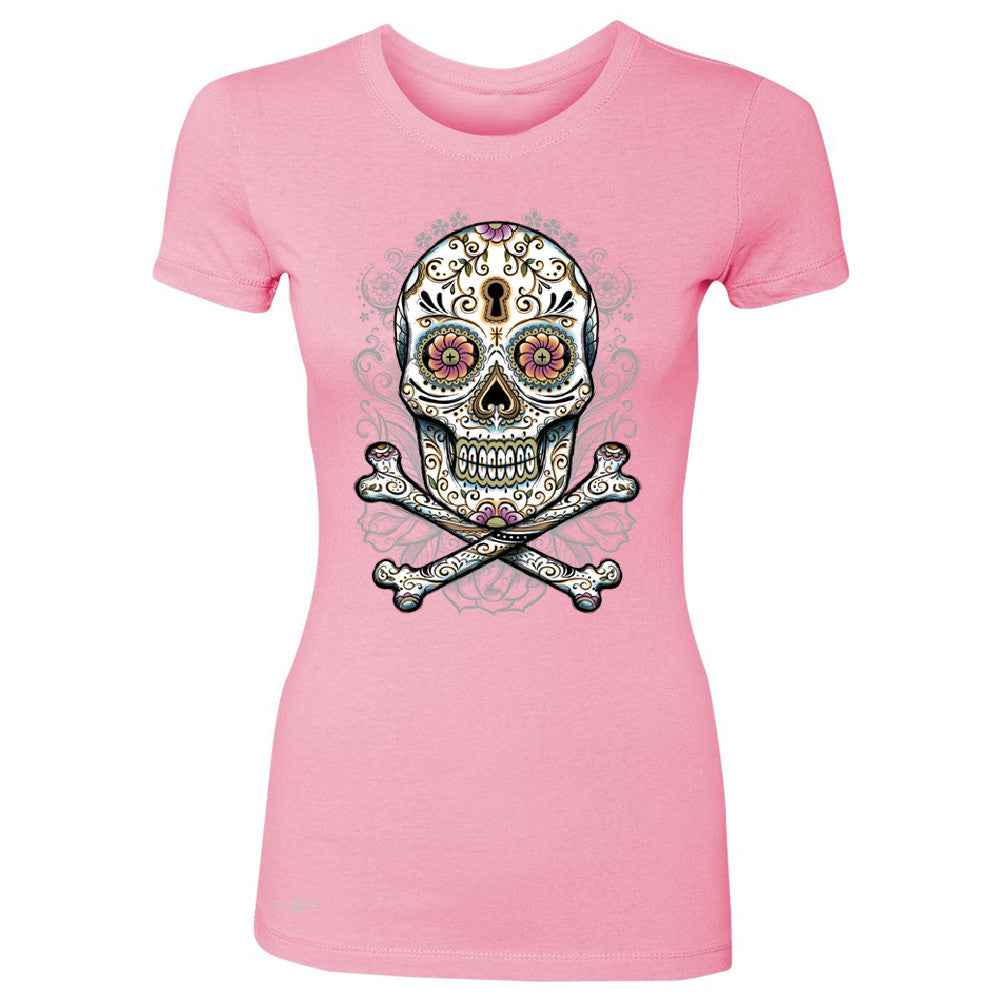 Floral Skull Women's T-shirt Dia de Muertos Sugar Day of The Dead Tee - Zexpa Apparel - 3
