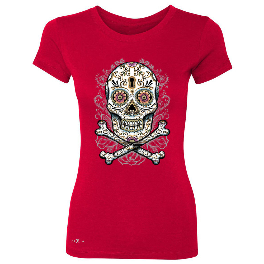 Floral Skull Women's T-shirt Dia de Muertos Sugar Day of The Dead Tee - Zexpa Apparel - 4