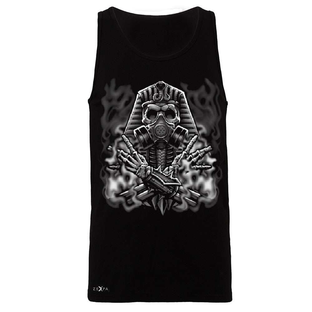 Egyptian Gas Mask Skull Men's Jersey Tank Dia de Muertos Biker Cool Sleeveless - Zexpa Apparel - 1