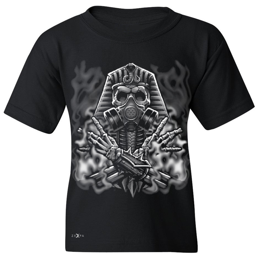 Egyptian Gas Mask Skull Youth T-shirt Dia de Muertos Biker Cool Tee - Zexpa Apparel - 1