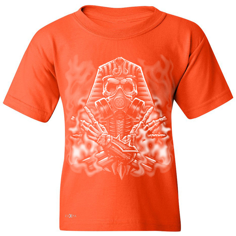 Egyptian Gas Mask Skull Youth T-shirt Dia de Muertos Biker Cool Tee - Zexpa Apparel - 2