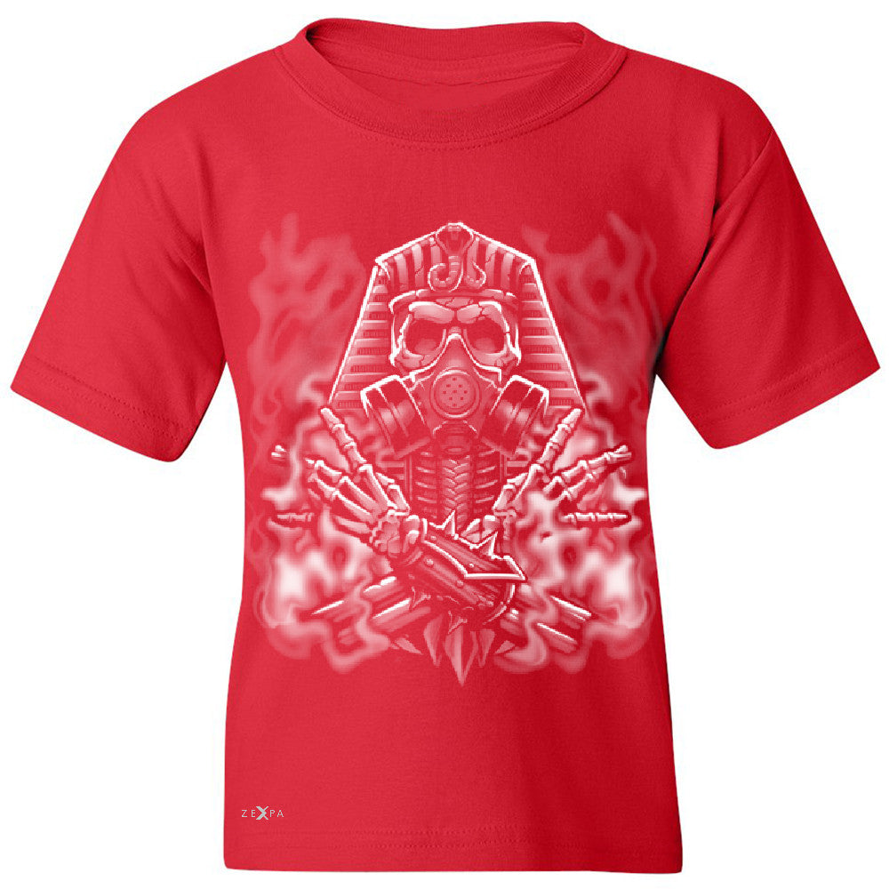 Egyptian Gas Mask Skull Youth T-shirt Dia de Muertos Biker Cool Tee - Zexpa Apparel - 4