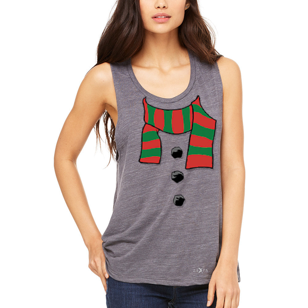 Snowman Scarf Costume Women's Muscle Tee Christmas Xmas Funny Tanks - Zexpa Apparel - 2