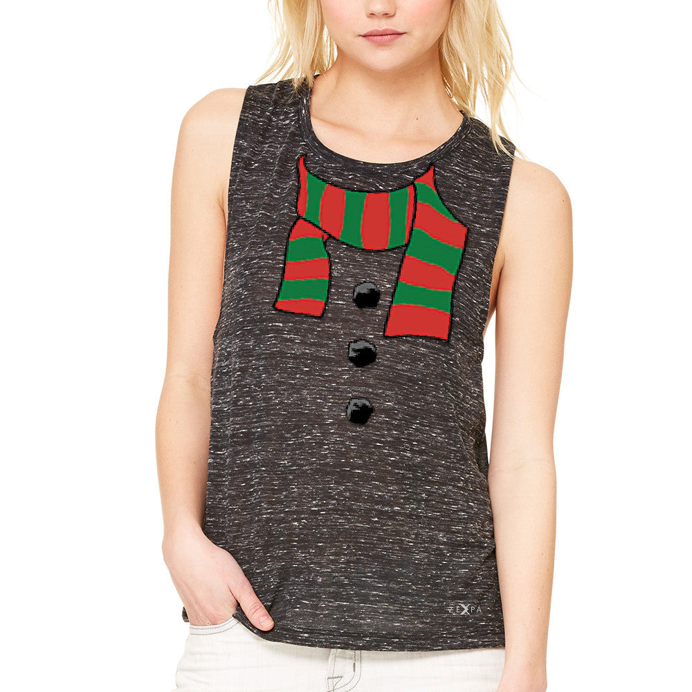 Snowman Scarf Costume Women's Muscle Tee Christmas Xmas Funny Tanks - Zexpa Apparel - 3