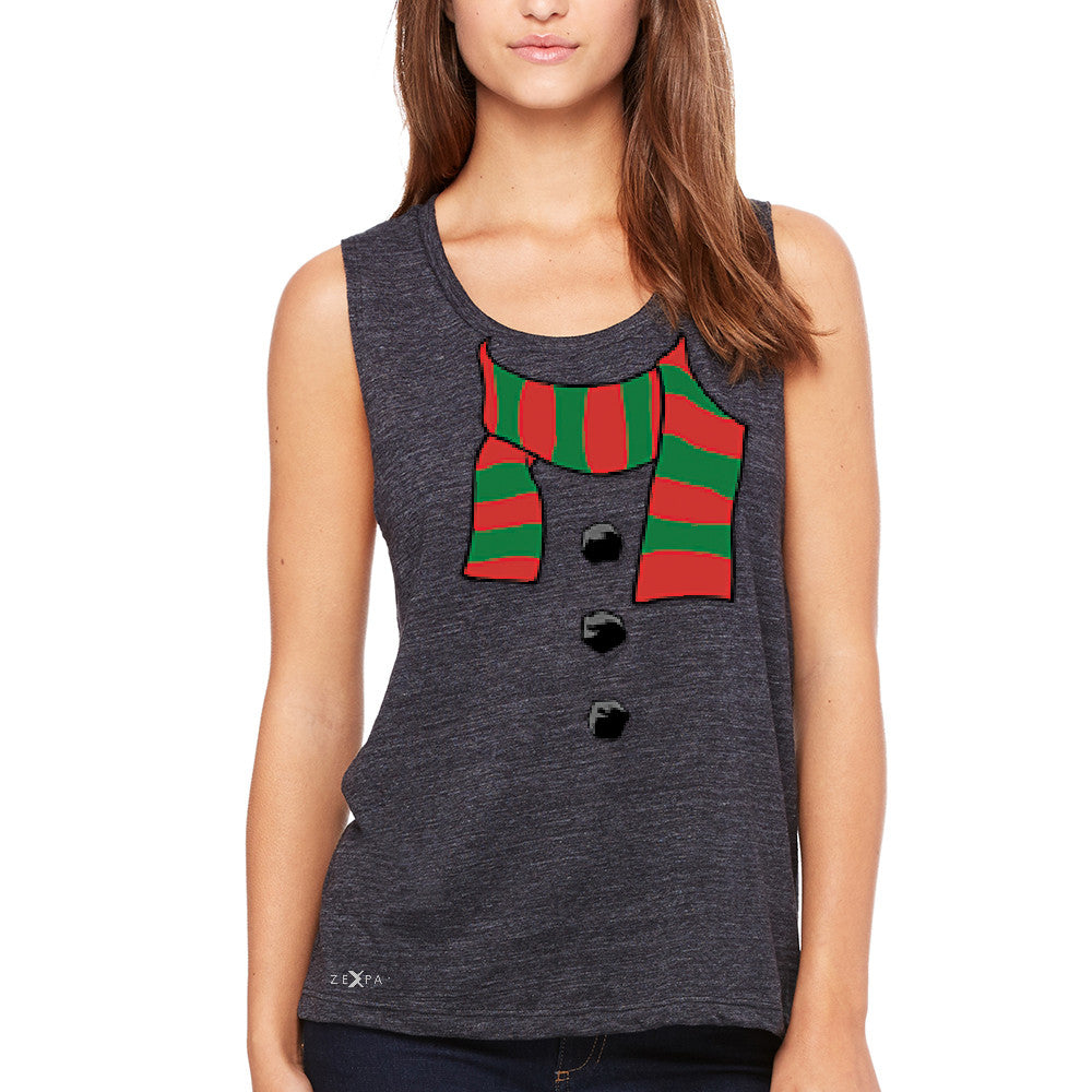 Snowman Scarf Costume Women's Muscle Tee Christmas Xmas Funny Tanks - Zexpa Apparel - 1
