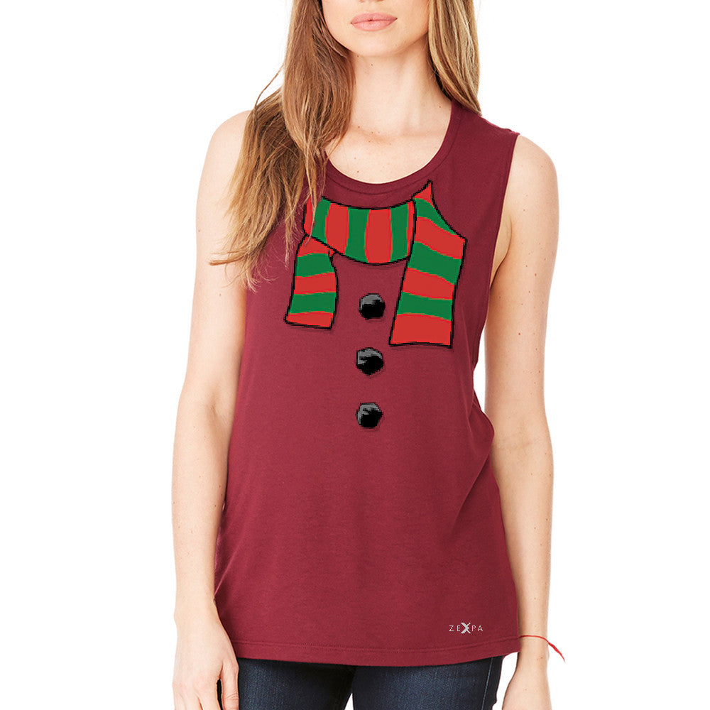 Snowman Scarf Costume Women's Muscle Tee Christmas Xmas Funny Tanks - Zexpa Apparel - 4
