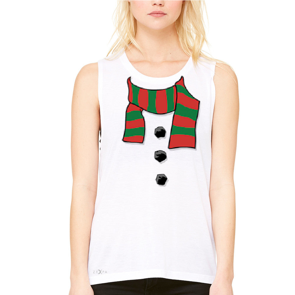 Snowman Scarf Costume Women's Muscle Tee Christmas Xmas Funny Tanks - Zexpa Apparel - 6