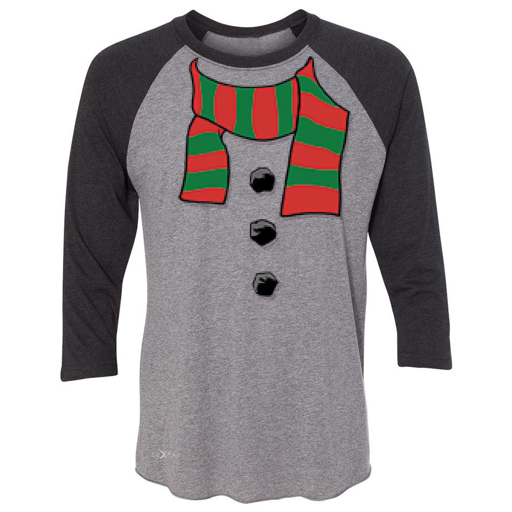 Snowman Scarf Costume 3/4 Sleevee Raglan Tee Christmas Xmas Funny Tee - Zexpa Apparel - 1