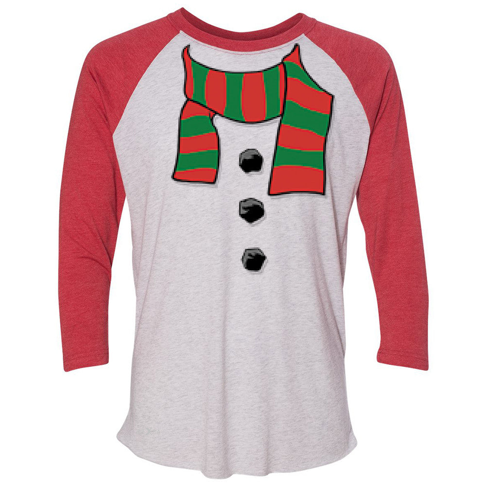 Snowman Scarf Costume 3/4 Sleevee Raglan Tee Christmas Xmas Funny Tee - Zexpa Apparel - 2