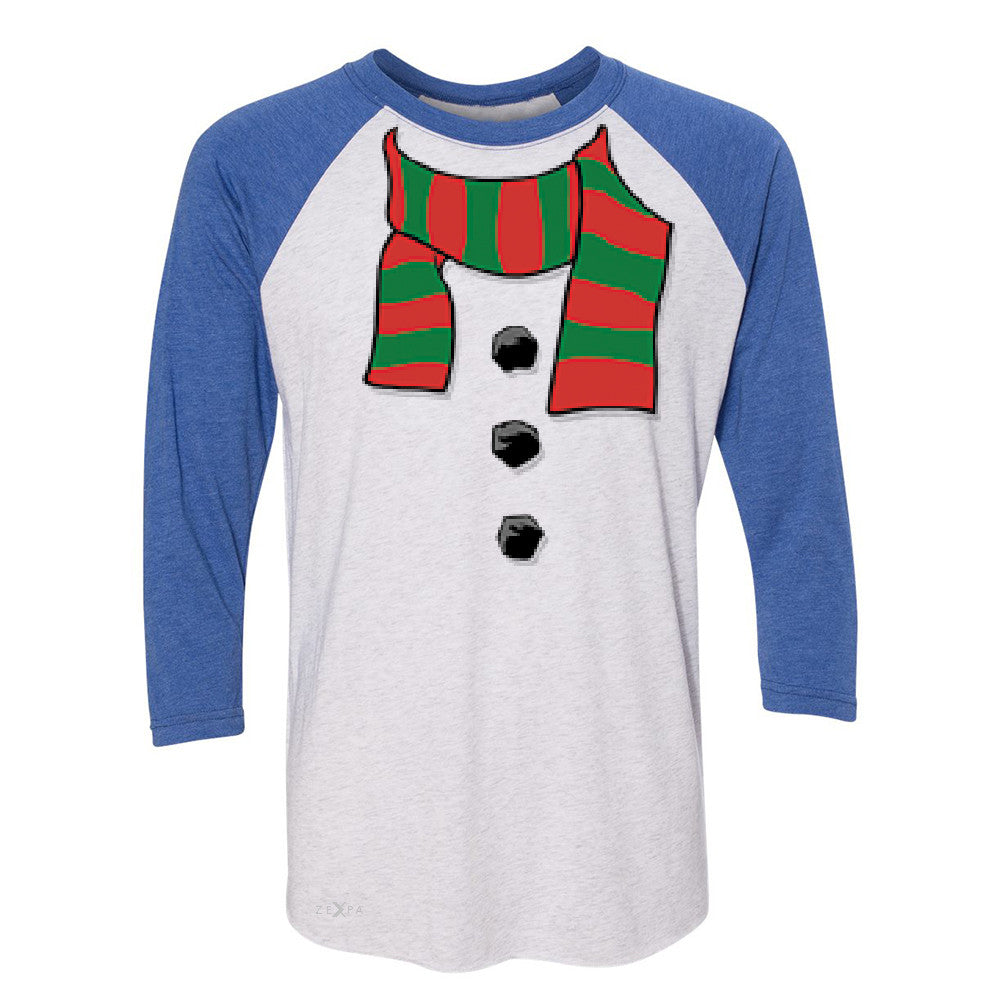 Snowman Scarf Costume 3/4 Sleevee Raglan Tee Christmas Xmas Funny Tee - Zexpa Apparel - 3