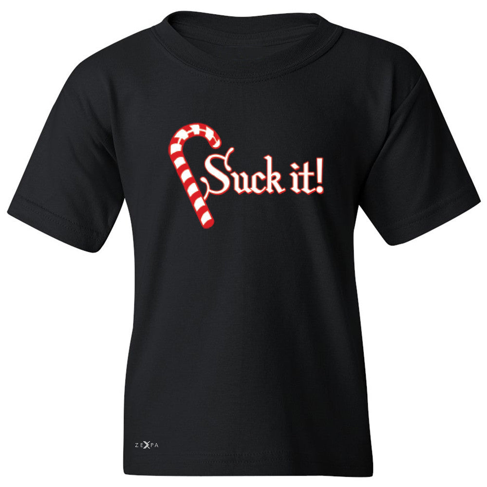 Suck It! Sugar Candy Cane  Youth T-shirt Christmas Xmas Funny Tee - Zexpa Apparel - 1