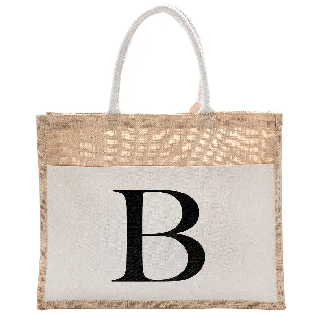 Daily Use Canvas Tote Bag With Initial For Beach Workout Yoga Vacation Gym | Luxury Totes Gift for Christmas Events and Parties