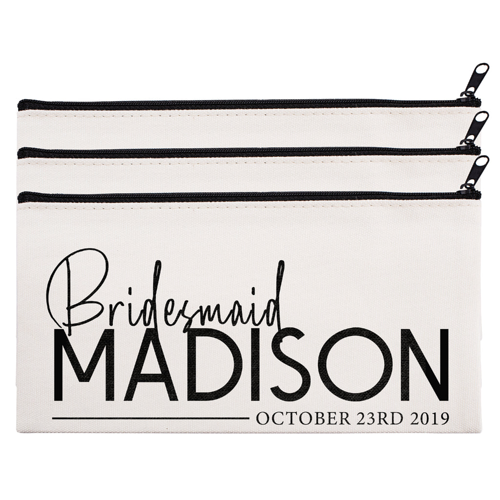 Personalized Makeup Bag Bridesmaid | Wedding Customized Pouch | Bachelorette Party Cosmetic Case |Toiletries Hndy Organizer with Zipper|Events Parties Baby Shower Anniversary Christmas Gift|Desging #18