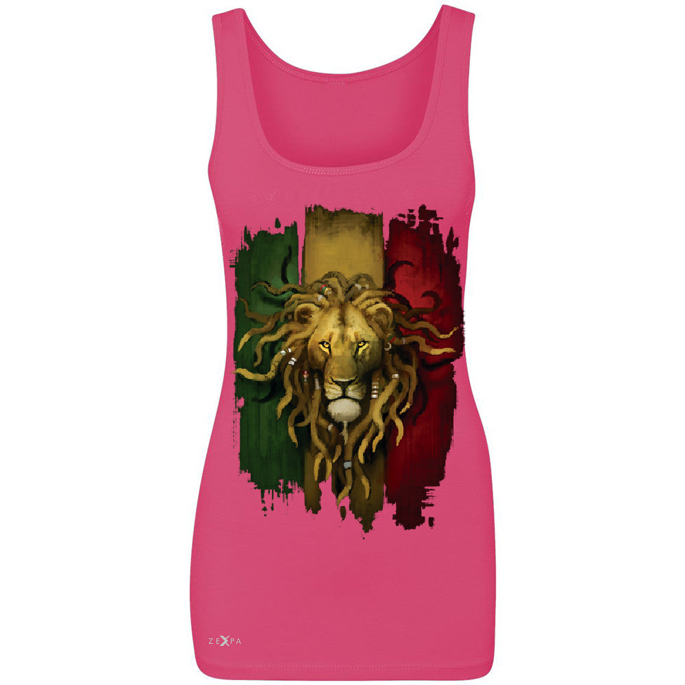 Rasta Lion Dreds Judah Ganja Women's Tank Top Judah Rastafarian Sleeveless - Zexpa Apparel - 2