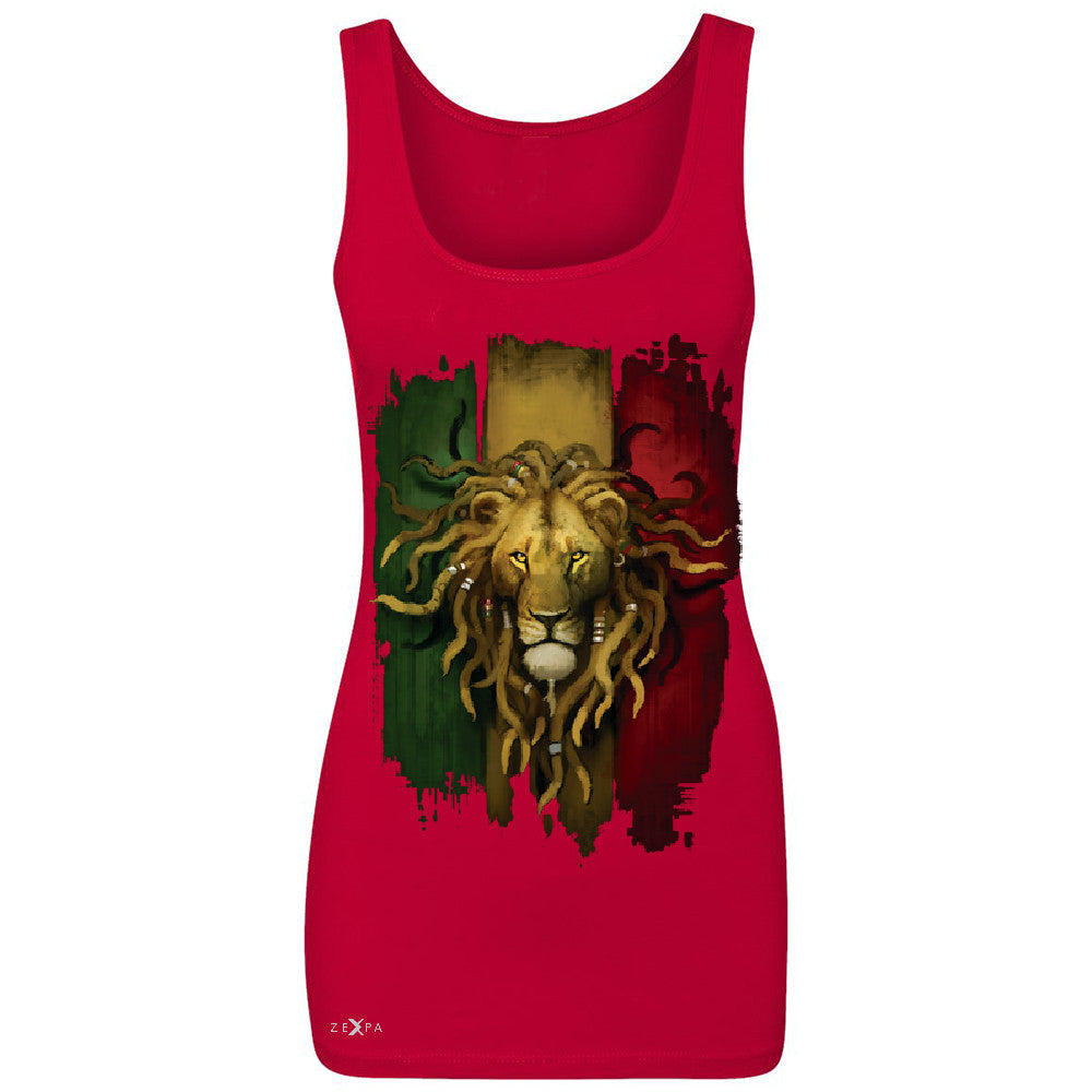 Rasta Lion Dreds Judah Ganja Women's Tank Top Judah Rastafarian Sleeveless - Zexpa Apparel - 3