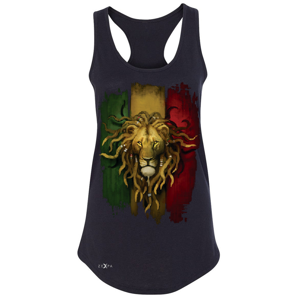 Rasta Lion Dreds Judah Ganja Women's Racerback Judah Rastafarian Sleeveless - Zexpa Apparel - 1