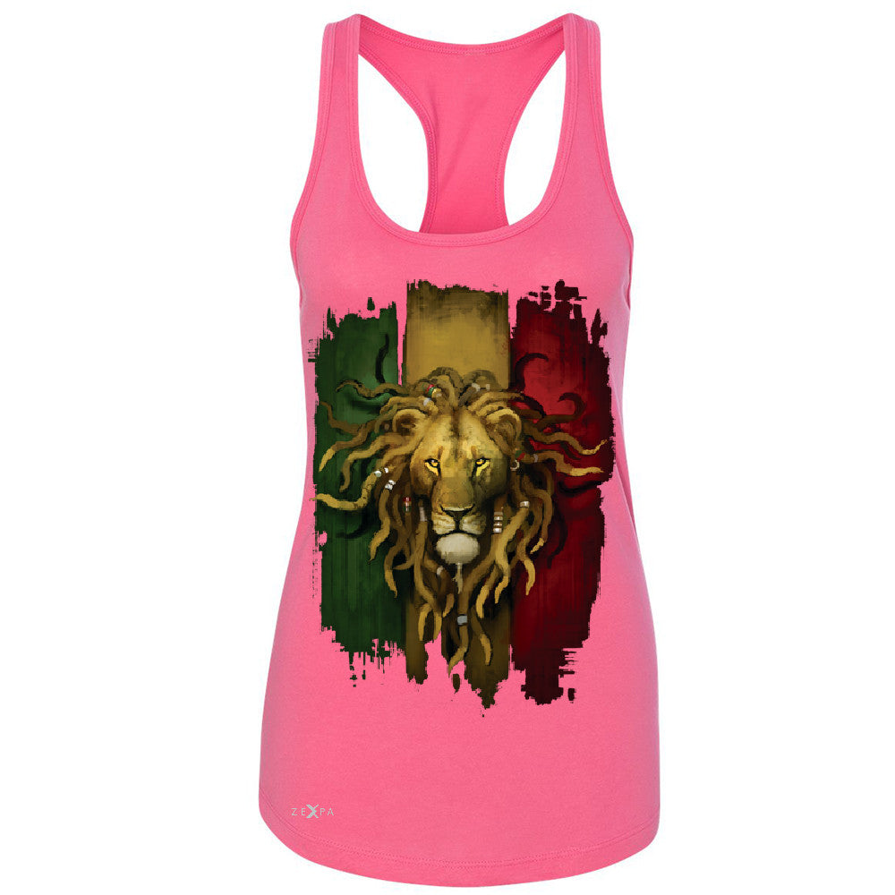 Rasta Lion Dreds Judah Ganja Women's Racerback Judah Rastafarian Sleeveless - Zexpa Apparel - 2