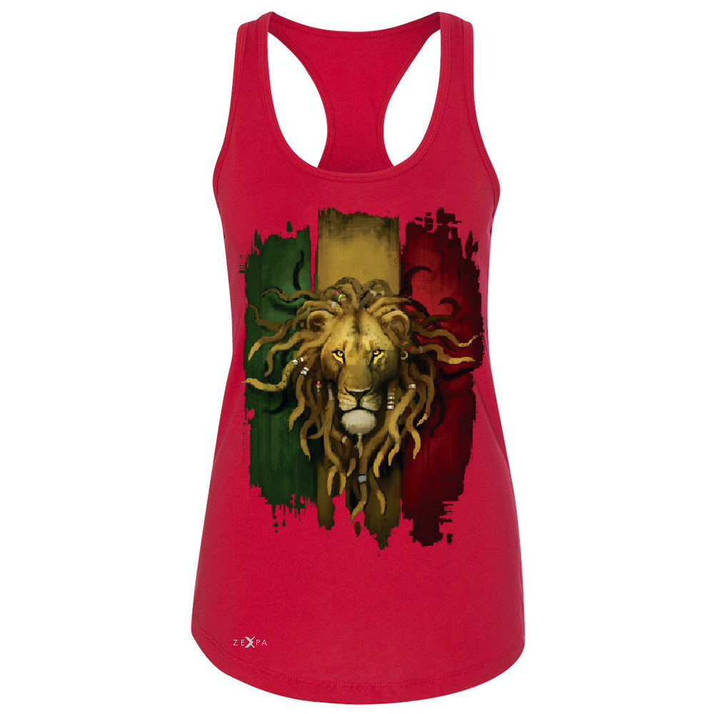 Rasta Lion Dreds Judah Ganja Women's Racerback Judah Rastafarian Sleeveless - Zexpa Apparel - 3