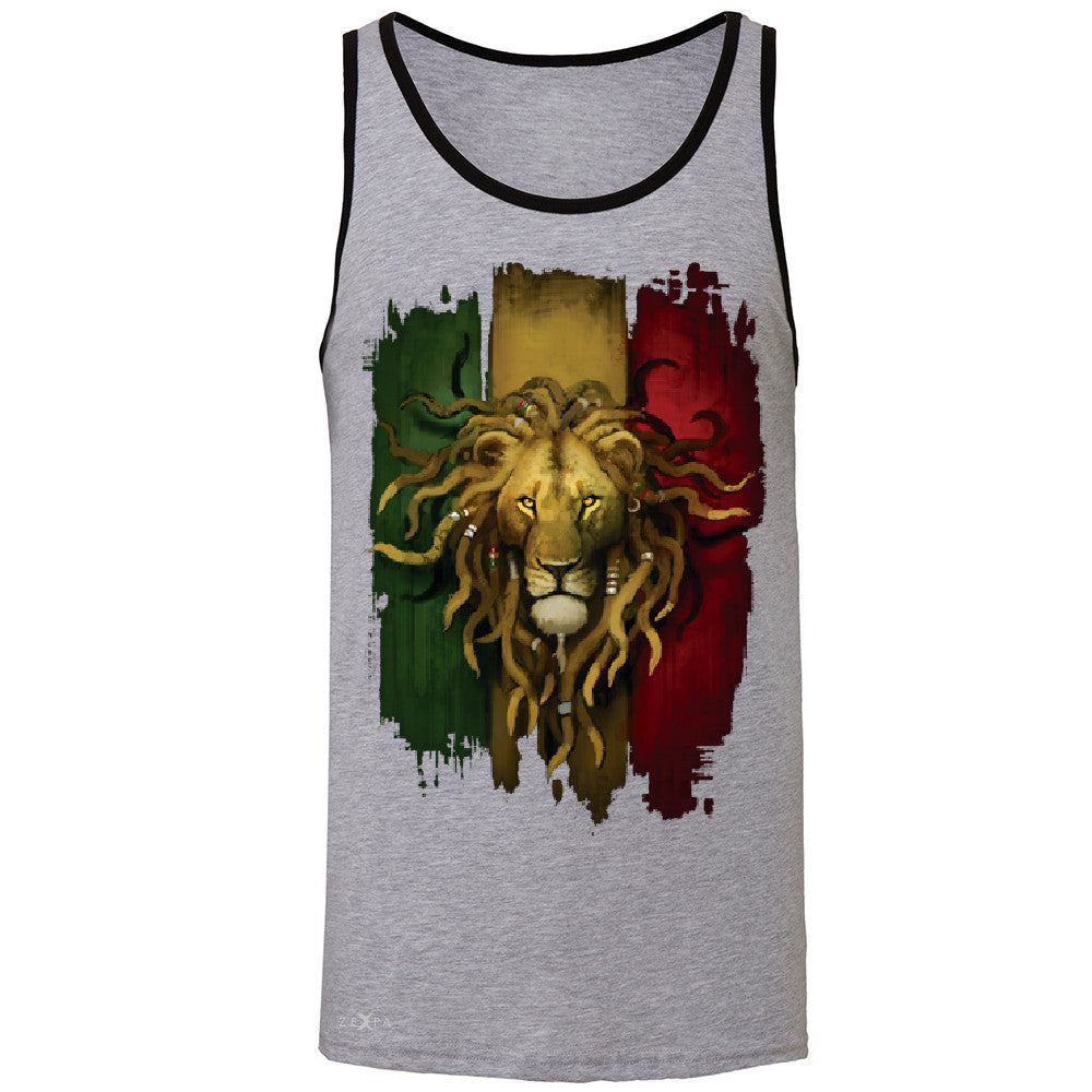 Rasta Lion Dreds Judah Ganja Men's Jersey Tank Judah Rastafarian Sleeveless - Zexpa Apparel - 2