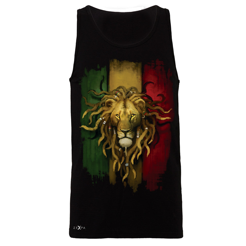 Rasta Lion Dreds Judah Ganja Men's Jersey Tank Judah Rastafarian Sleeveless - Zexpa Apparel - 1