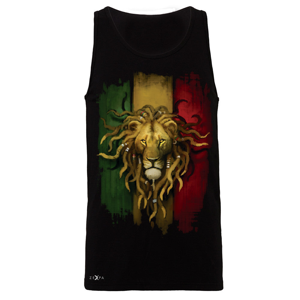 Rasta Lion Dreds Judah Ganja Men's Jersey Tank Judah Rastafarian Sleeveless - Zexpa Apparel - 1
